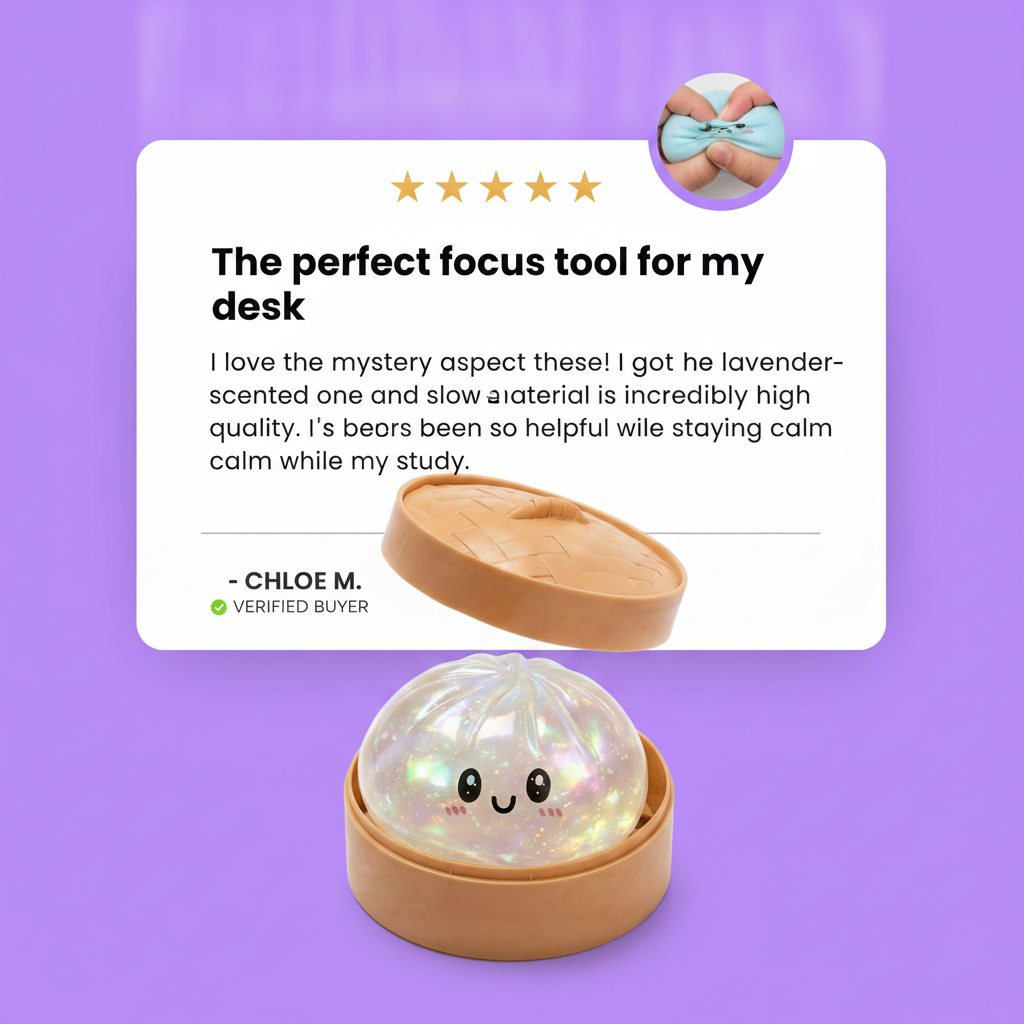 Glitter dumpling squishy collection in steamer boxes — Pistox